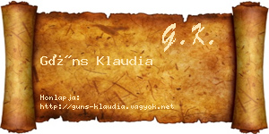 Güns Klaudia névjegykártya